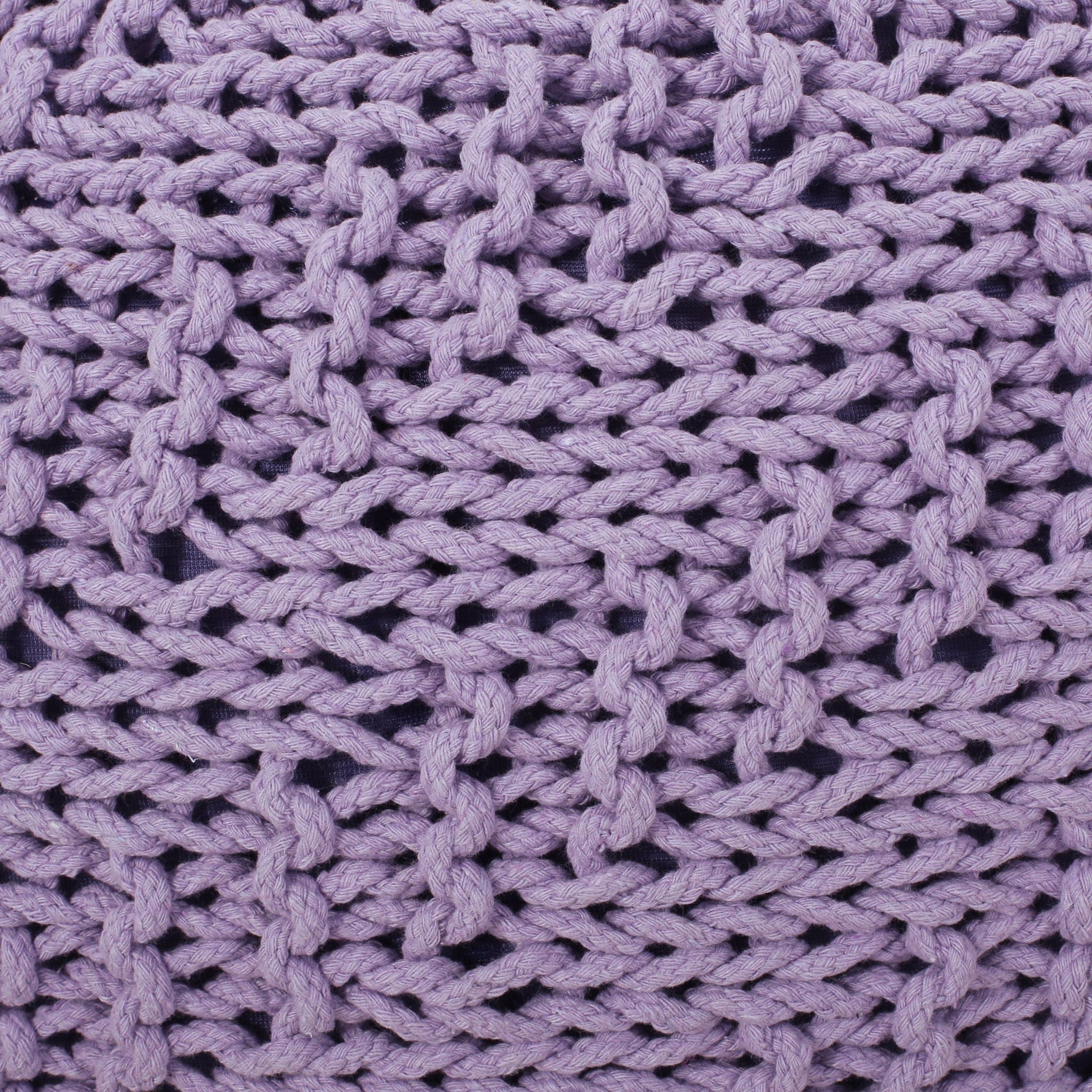 Bordeaux Knitted Cotton Round Pouf Ottoman