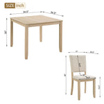 Modern 5-Piece Wooden Dining Table Set for 4 People in Light Oak