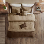 7 Piece Faux Suede Comforter Set Brown King