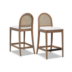 Arlin Upholstered Stool with Curved Back and Footrest - Set of 2