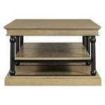 55.1' Wood Coffee Table with Black Legs and Open Storage Shelves
