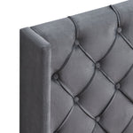 Velvet Button Tufted Upholstered Bed with Wings Design - Queen