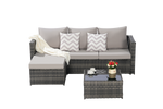 2 Pieces Patio Furniture Set with Woven Sectional and Ottoman