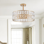 18' Golden Modern Crystal Drum Chandelier - 6-Light Pendant Lighting