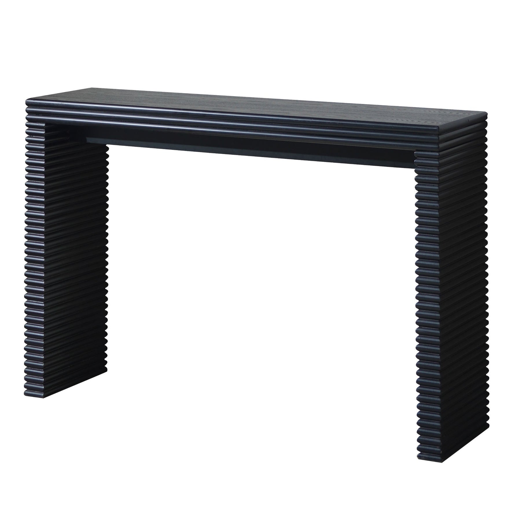 47" Modern Black Wood Console Table with Ribbed Legs