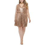 Vince Camuto Women's Plus Size Sequined V-Neck Dress