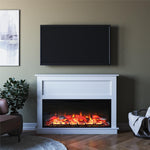 Ellsworth - Wide Electric Fireplace Insert With Mantel And Remote Control - White
