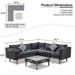 4-Piece Outdoor Wicker Sofa Set with Colorful Pillows