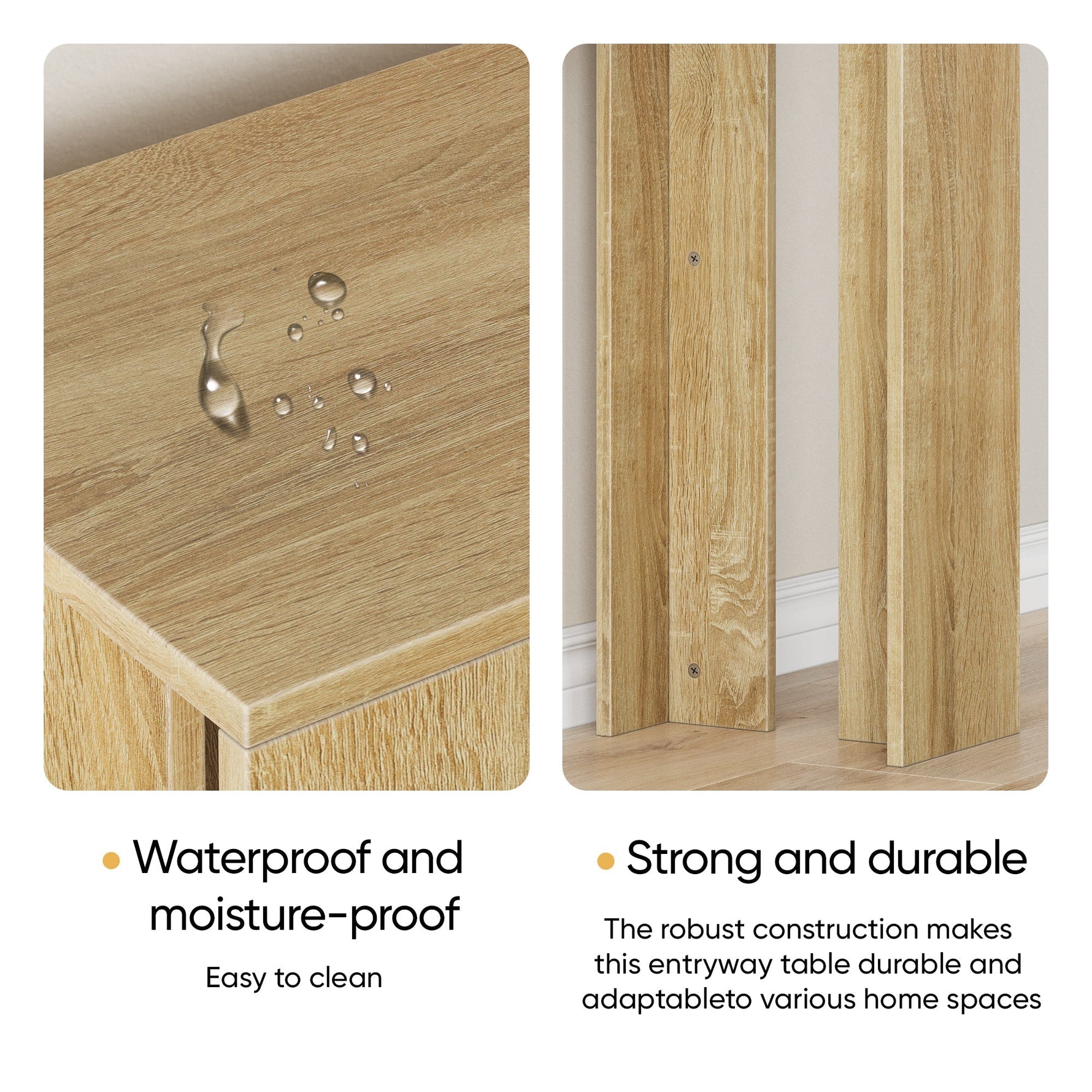 Farmhouse Style Oak-Colored Extra-Long Console Table