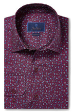David Donahue Mini Paisley Print Dress Shirt - Wine