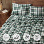 4 Pieces Queen 100% Cotton Flannel Printed Sheet Set Finton