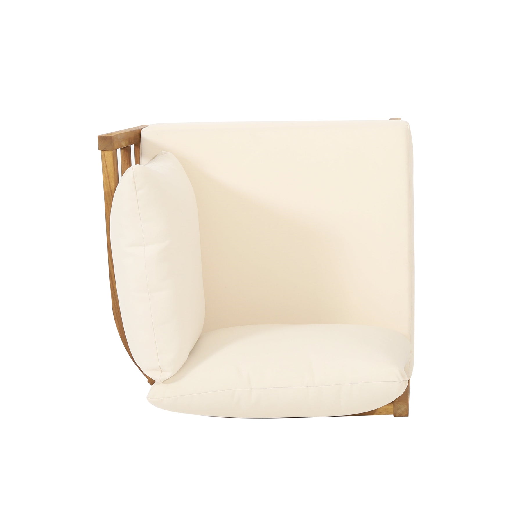 Crowne 4-Pcs Sofa Conversation Set with Beige Cushion, Teak