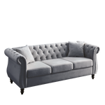 80" Grey Velvet Chesterfield Sofa