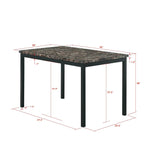5 Piece Dinning Set With Faux Marble Top, Table & 4 Chairs - Black