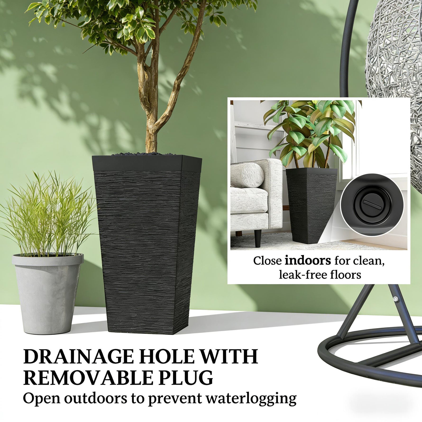 Modern Design Stackable Tapered Planters, Set of 3 Outdoor Planters