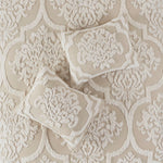 King/Cal King 3 Piece Tufted Cotton Chenille Damask Duvet Cover Set