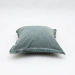Stonewashed Linen Throw Pillow with Handworked Edges & Fringe - 22x22