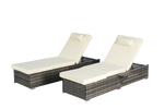 Outdoor Chaise Lounge Chair Set of 2 with Storage and Cushions