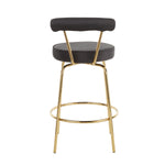 Rhonda Glam Counter Stool in Gold Metal and Black Velvet - Set of 2