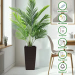 Pack of 2 Brown 22-Inch Faux Rattan Square Planters with Automatic Watering System