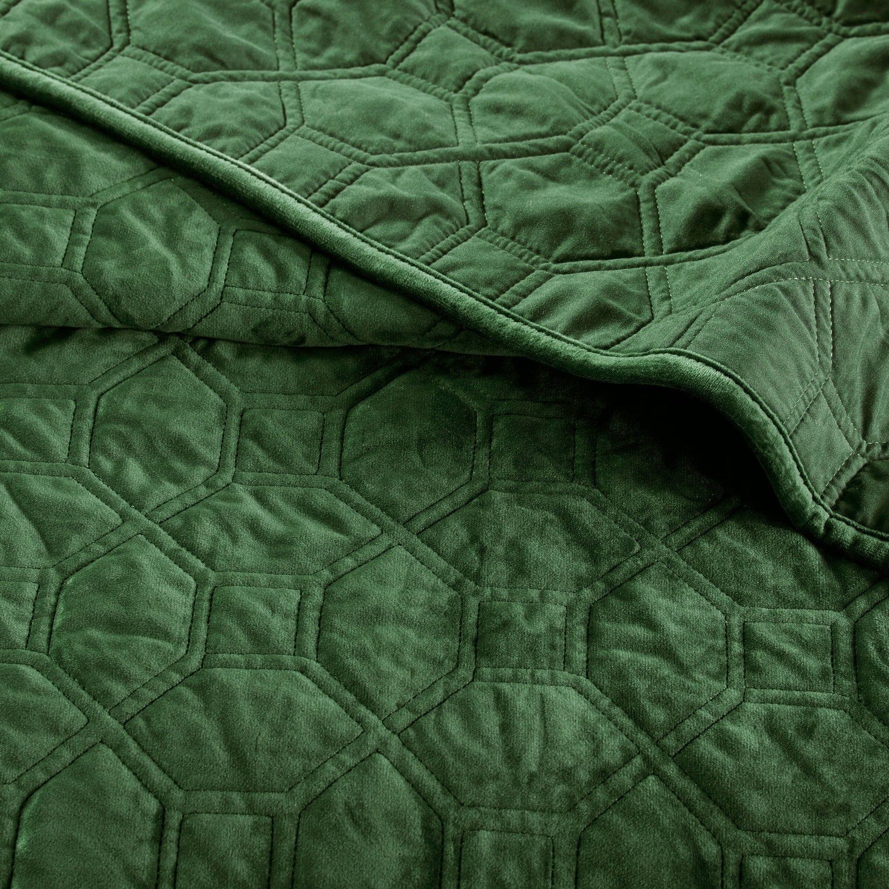 3 Piece Velvet Quilt Set Green Full/Queen