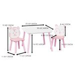 Table And Chair Set, 3 Piece Wooden Toddler Desk With Animal Backrest - Pink / White