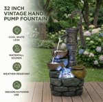 32'' H Large Outdoor Fountain with Vintage Pump