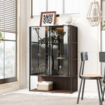 Modern Minimalist 51.2" Tall Lighted Display Cabinet with Tempered Glass