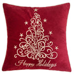 Red Velvet Holiday Pillow with Gold Embroidery
