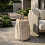 Outdoor Cleme Carved Side Table, Gold End Table