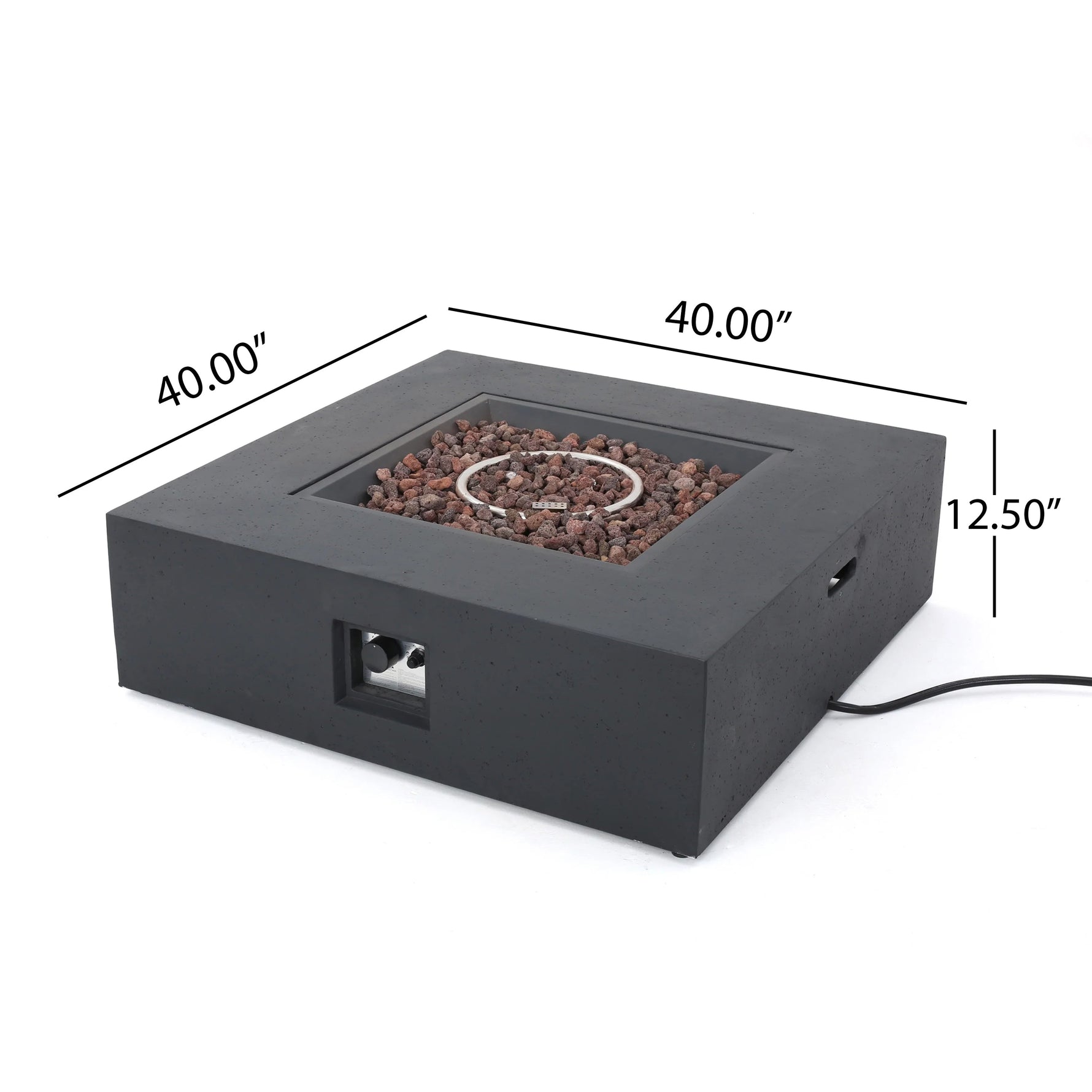 Outdoor 50000 BTU Propane Fire Pit, Dark Grey, with Tank Holder