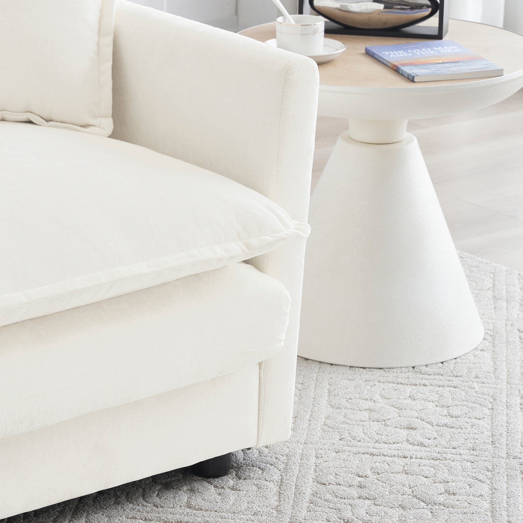 Mid-Century Modern Couch 3-Seater Sofa with Chenille Fabric