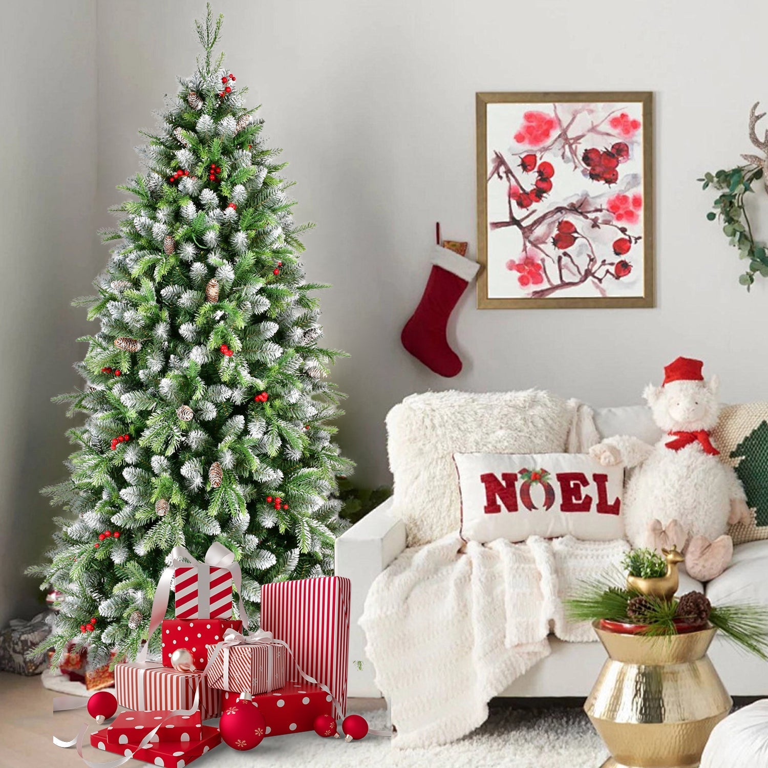6ft Pre-Lit Artificial Christmas Tree with 380 Warm White LED Lights