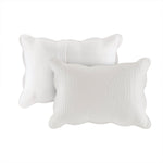 3 Piece Reversible Scalloped Edge Quilt Set White Full/Queen