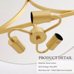 3-Light Gold Fabric Drum Pendant Light