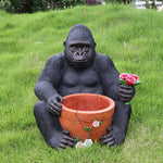 Outdoor Garden Sculpture Chimpanzees Flower Pot Planter