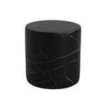 Contemporary Outdoor Lightweight Concrete MGO Side/End Table with Black Marble Finish