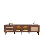 Rattan TV Stand with 3 Cabinets and 2 Drawers