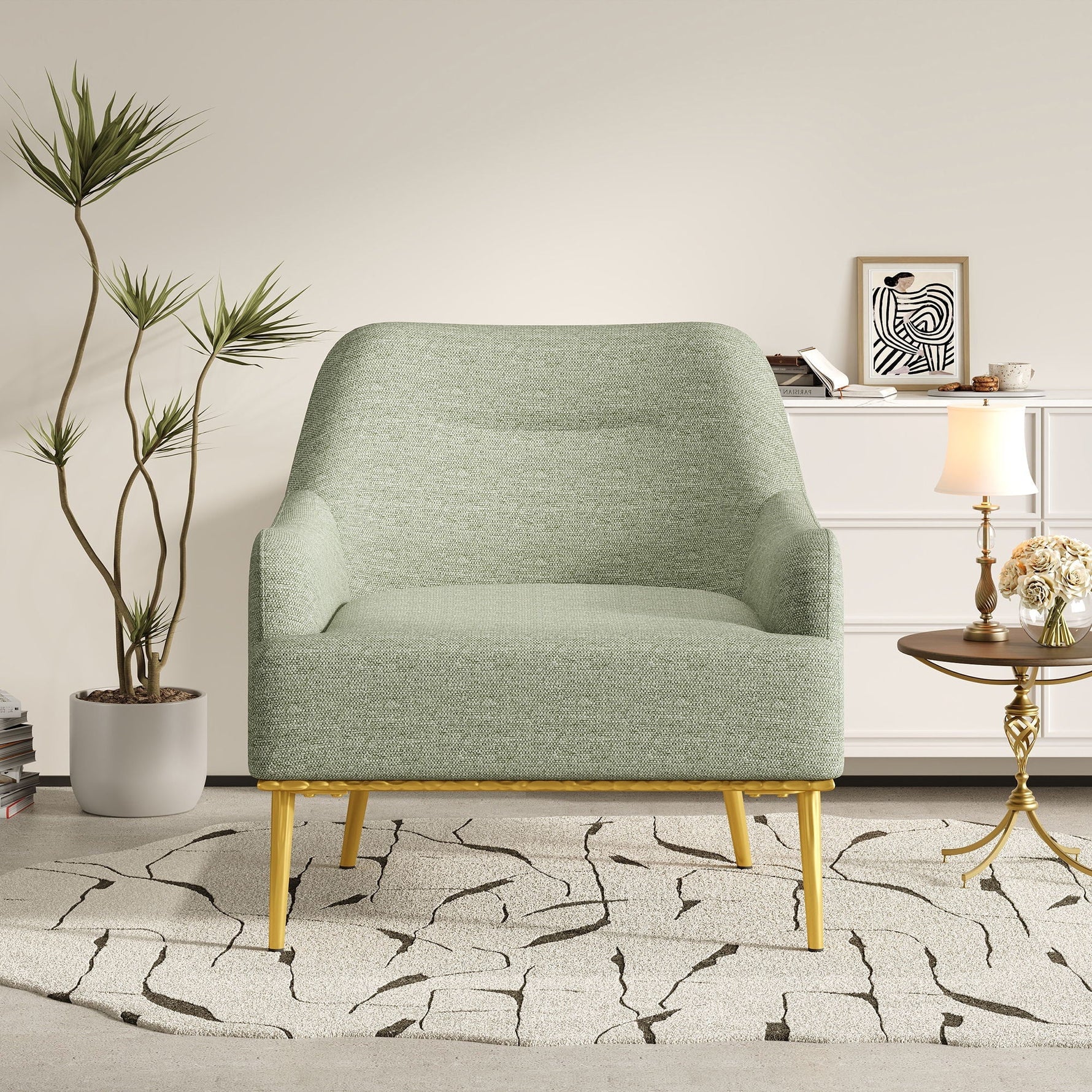 Modern Elegance Accent Chair With Curved Backrest