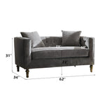 Sidonia Gray Velvet Loveseat With 2 Pillows