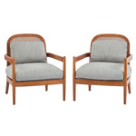 Elliston Rattan Backrest Solid Wood Accent Chair with Cushions - Set of 2