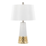 Penelope 22' Contemporary Ceramic Table Lamp with White & Gold Ceramic Body and White Shade