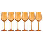 Rhea Stemmed Wine Glassware, Set of 6, Amber
