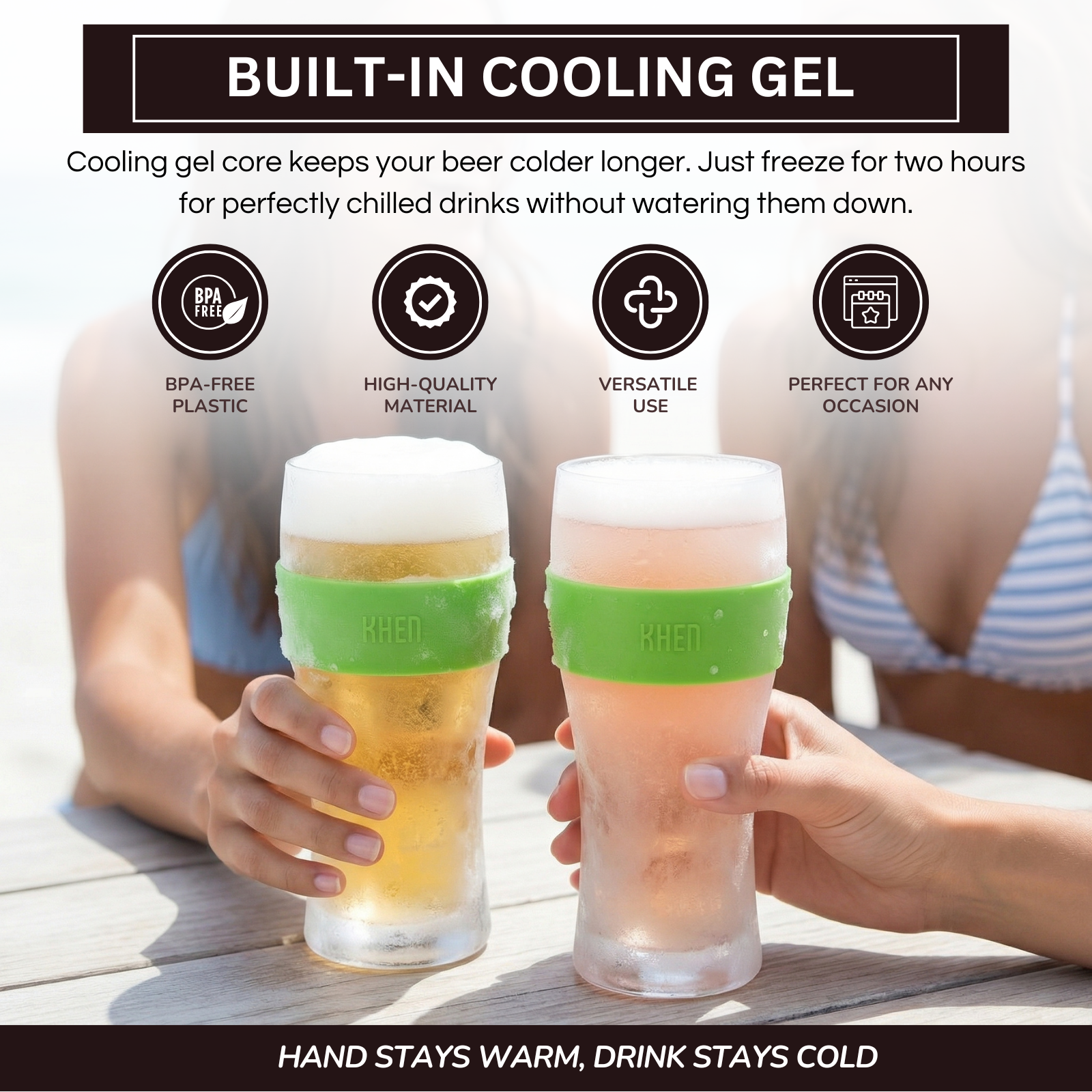 Barcelona Acrylic Cooling Beer Glassware, Set of 2