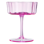 Flower Wave Coupe Cocktail Colored Glasses | Set of 2 | Hot Pink & Blush