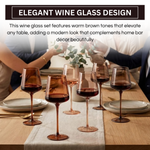 Venus Wine Glasses, Set of 6, Brown Shades 22.3oz Glass Tall
