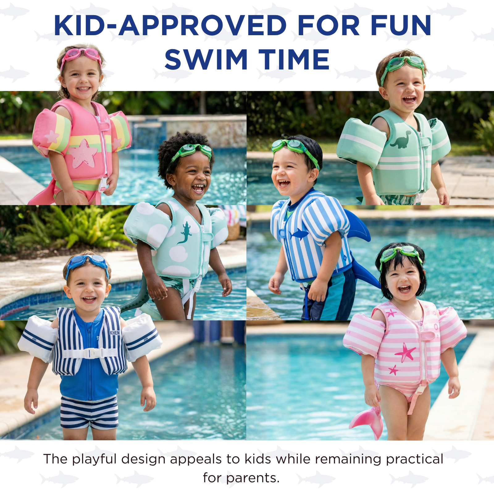 Floating Jackets with Sleeves for Bool or Beach | 1-3 Years | Blue Shark