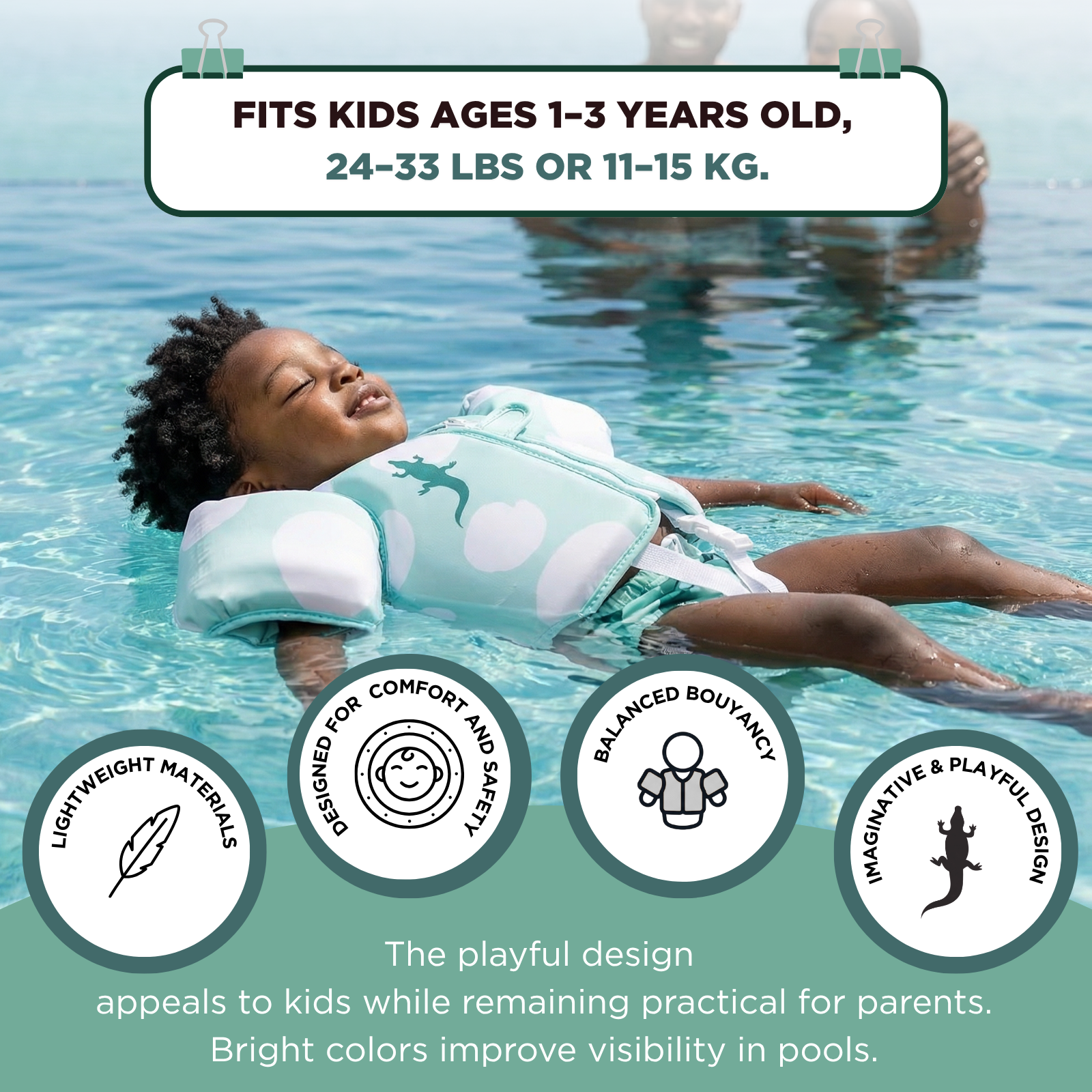 Floating Jackets with Sleeves for Bool or Beach | 1-3 Years | Crocodile