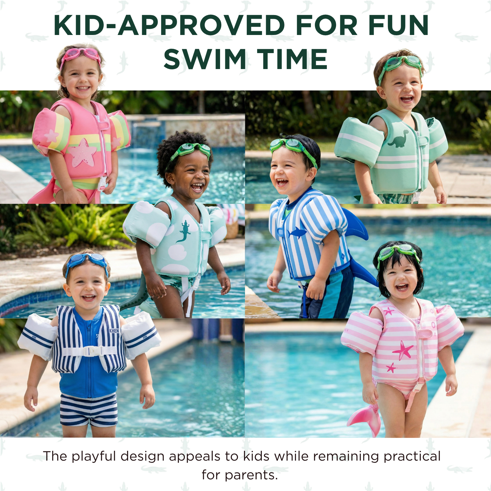 Floating Jackets with Sleeves for Bool or Beach | 1-3 Years | Crocodile
