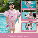 Floating Jackets with Sleeves for Bool or Beach | 1-3 Years | Pink Mermaid